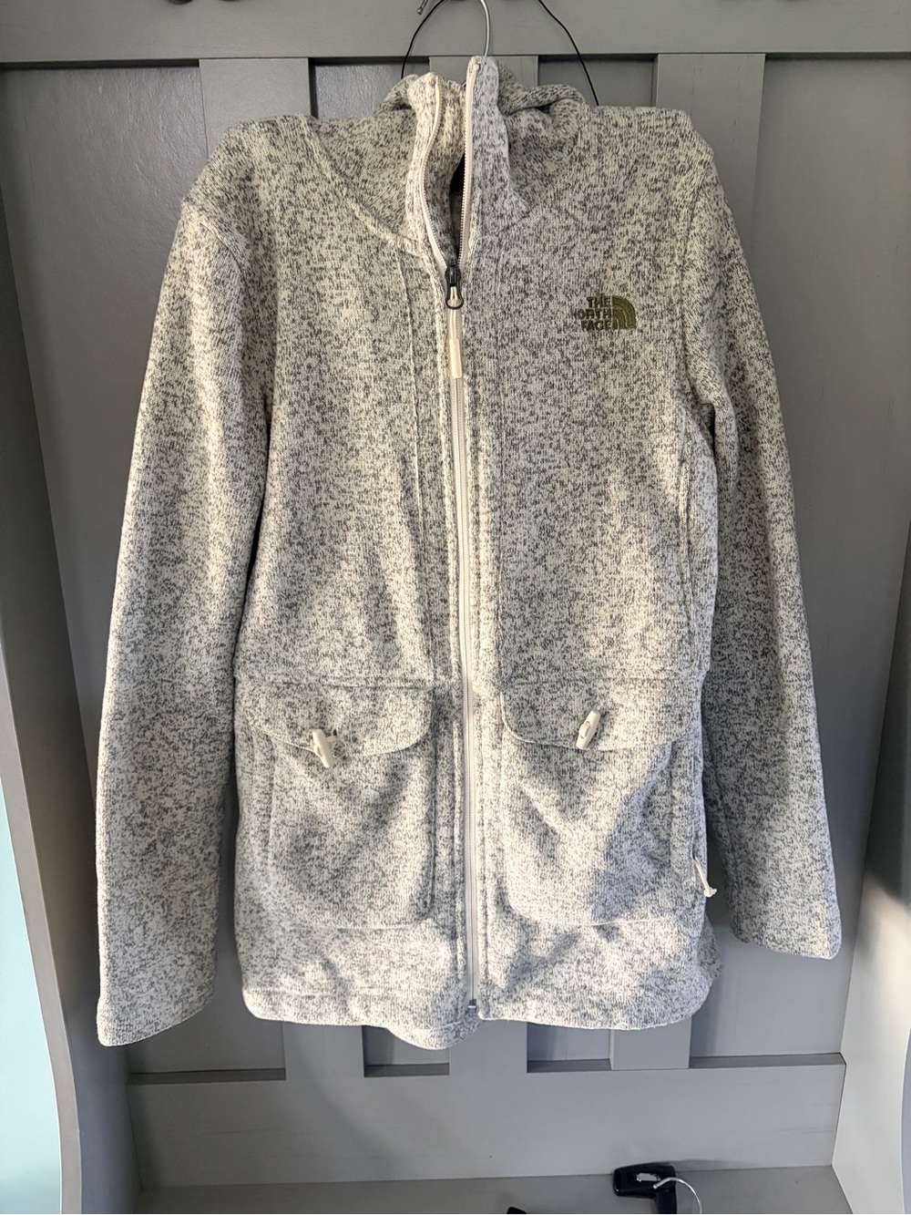 The North Face Light Heather Gray Sherpa Fleece Jacket
